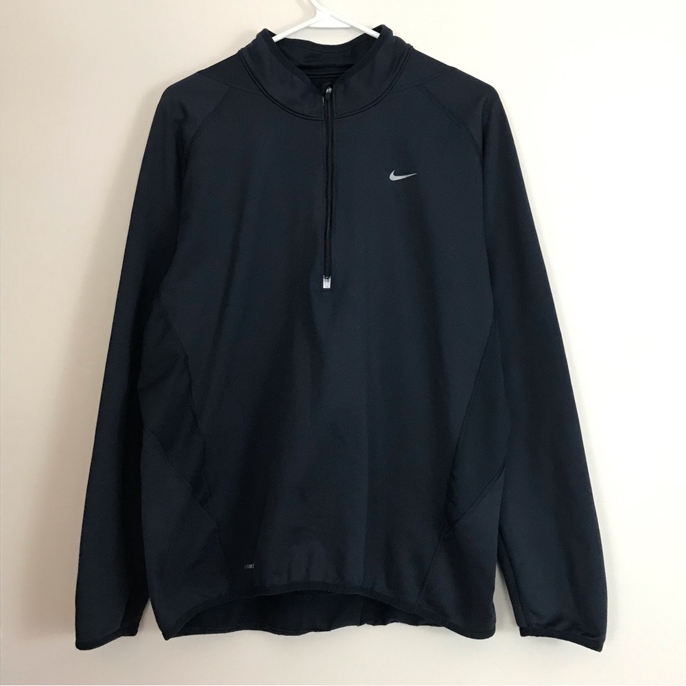 Nike Mens Dri-fit Large Navy Blue Quarter Zip Jacket Pullover Sweatshirt